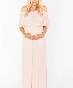 Show Me Your Mumu Maternity Hacienda Maxi Dress ~ Dusty Blush Crisp