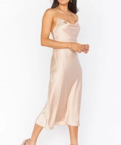 Show Me Your Mumu Verona Cowl Dress ~ Champagne Luxe Satin