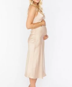 Show Me Your Mumu Verona Cowl Dress ~ Champagne Luxe Satin