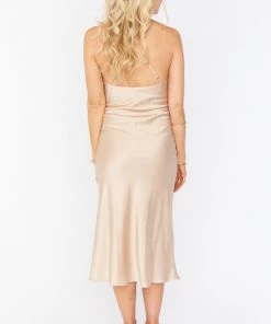 Show Me Your Mumu Verona Cowl Dress ~ Champagne Luxe Satin