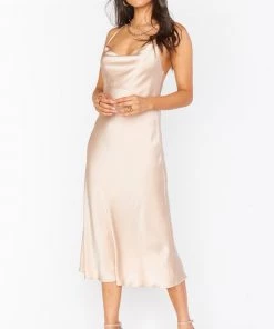Show Me Your Mumu Verona Cowl Dress ~ Champagne Luxe Satin