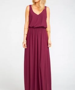 Show Me Your Mumu Bridesmaids Dresses Kendall Maxi Dress ~ Merlot Chiffon