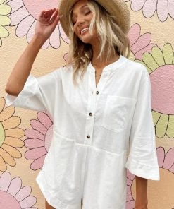 Show Me Your Mumu Horton Romper ~ White Linen