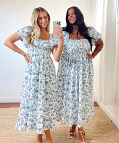 Show Me Your Mumu Norma Midi Dress ~ Blue Lagoon Palm New Mu