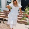 Show Me Your Mumu Va Va Midi Dress ~ White Poplin