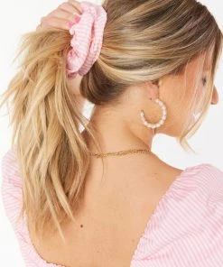 Show Me Your Mumu New Mu Best Hair Scrunchie ~ Pink Sunday Stripe