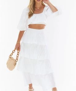 Show Me Your Mumu Full Swing Skirt ~ White Crinkle