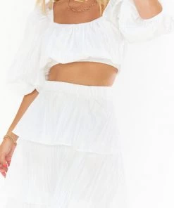 Show Me Your Mumu Keepsake Crop Top ~ White Crinkle New Mu