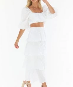 Show Me Your Mumu Full Swing Skirt ~ White Crinkle