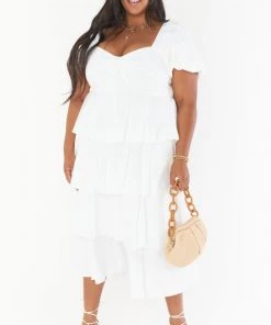 Show Me Your Mumu Va Va Midi Dress ~ White Poplin