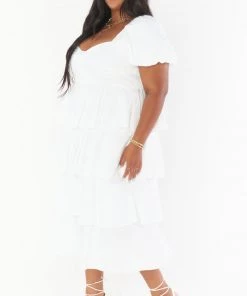 Show Me Your Mumu Va Va Midi Dress ~ White Poplin