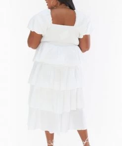 Show Me Your Mumu Va Va Midi Dress ~ White Poplin
