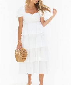Show Me Your Mumu Va Va Midi Dress ~ White Poplin