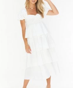 Show Me Your Mumu Va Va Midi Dress ~ White Poplin