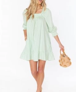 Show Me Your Mumu New Mu Delight Dress ~ Green Spring Stripe