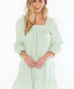 Show Me Your Mumu New Mu Delight Dress ~ Green Spring Stripe