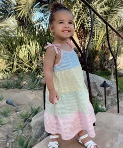 Show Me Your Mumu Little Sabrina Dress ~ Mixed Easter Stripe