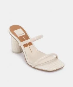 Show Me Your Mumu Dolce Vita Noles Block Heels ~ Ivory Patent Croco