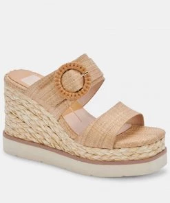 Show Me Your Mumu New Mu Dolce Vita Lauryn Wedge Heel ~ Natural Raffia