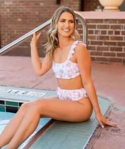 Show Me Your Mumu Seaside Ruffle Top ~ Pinck Blossom Swim