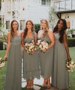 Show Me Your Mumu Claire Midi Dress ~ Deep Sage Chiffon