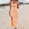 Show Me Your Mumu New Mu Luca Midi Dress ~ Cantaloupe Stretch