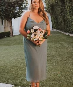 Show Me Your Mumu Verona Cowl Dress ~ Deep Sage Chiffon