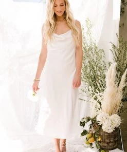 Show Me Your Mumu Verona Cowl Dress ~ Ivory Luxe Satin Dresses