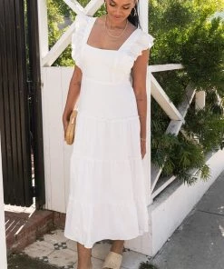 Show Me Your Mumu Lovely Midi Dress ~ White Linen