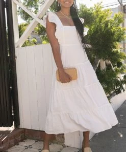 Show Me Your Mumu Lovely Midi Dress ~ White Linen