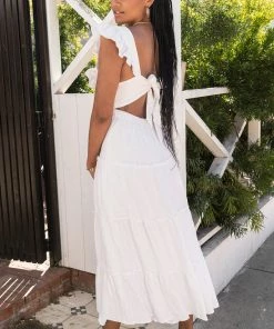 Show Me Your Mumu Lovely Midi Dress ~ White Linen