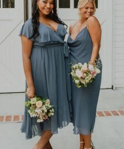 Show Me Your Mumu Dresses Jess Ruffle Midi Dress ~ Slate Blue Chiffon 33 Show Me Your Mumu Dresses Jess Ruffle Midi Dress ~ Slate Blue Chiffon