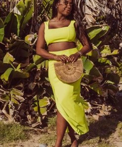 Show Me Your Mumu Cecilia Midi Skirt ~ Citrine Stretch