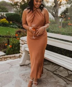 Show Me Your Mumu New Mu Jasmine Halter Midi Dress ~ Copper Luxe Satin 11 Show Me Your Mumu New Mu Jasmine Halter Midi Dress ~ Copper Luxe Satin