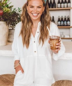 Show Me Your Mumu Horton Romper ~ White Linen