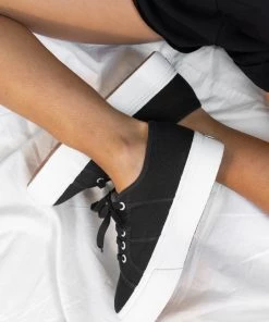 Show Me Your Mumu Accessories Superga 2790 Platform Sneakers ~ Black And White