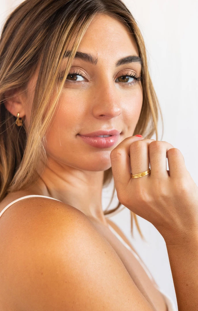 Show Me Your Mumu Gorjana G Ring Set ~ 18K Gold Plated New Mu 10 Show Me Your Mumu Gorjana G Ring Set ~ 18K Gold Plated New Mu