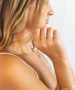 Show Me Your Mumu Gorjana G Ring Set ~ 18K Gold Plated New Mu