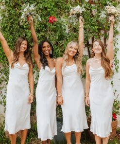 Show Me Your Mumu Verona Cowl Dress ~ Ivory Luxe Satin Dresses