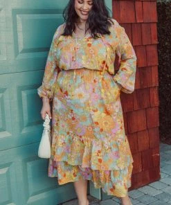 Show Me Your Mumu Cait Midi Dress ~ Groovy Blooms