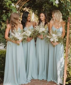 Show Me Your Mumu Bridesmaids Dresses Faith Maxi Dress ~ Silver Sage Crisp