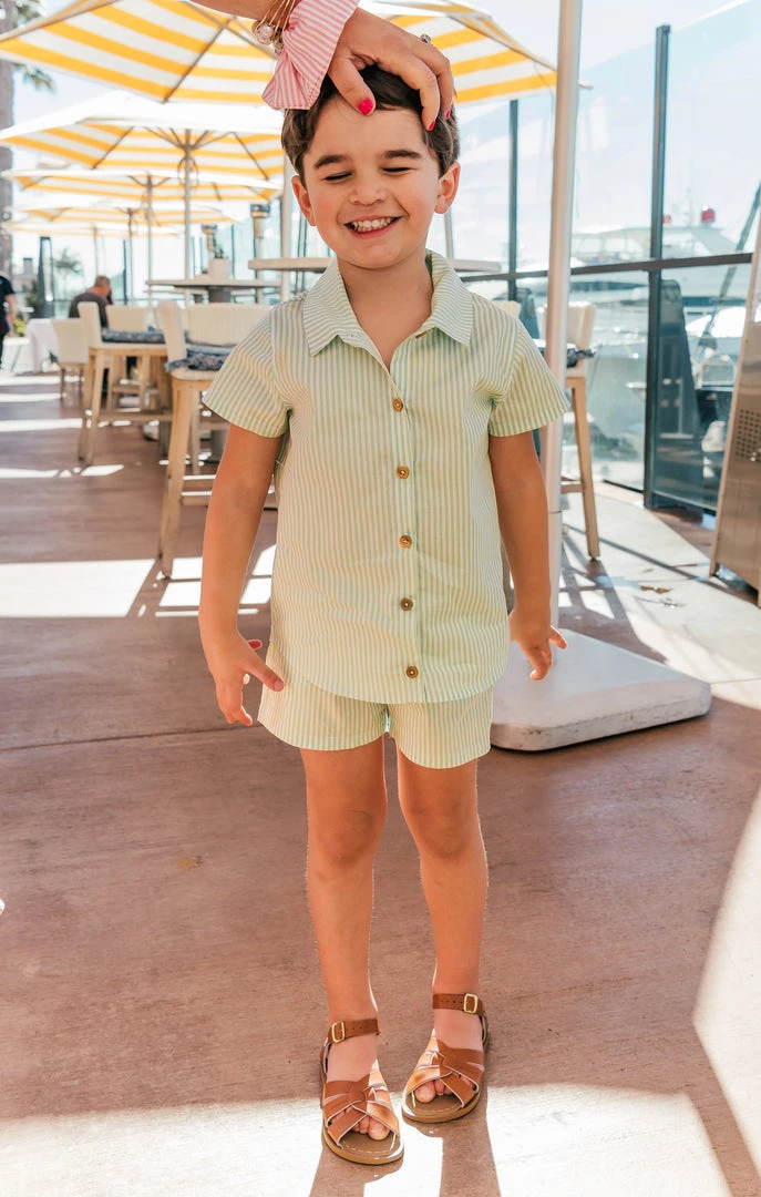 Show Me Your Mumu Lil Easy Shorts ~ Green Spring Stripe 3 Show Me Your Mumu Lil Easy Shorts ~ Green Spring Stripe