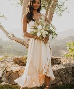 Show Me Your Mumu Samantha Ruffle Wrap Dress ~ Champagne Luxe Satin Dresses 32 Show Me Your Mumu Samantha Ruffle Wrap Dress ~ Champagne Luxe Satin Dresses