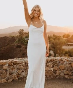 Show Me Your Mumu Tuscany Maxi Slip Dress ~ Ivory Luxe Satin