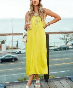 Show Me Your Mumu Lexington Midi Dress ~ Citrine Luxe Satin New Mu