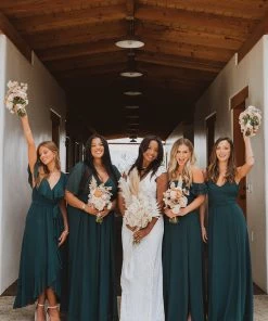 Show Me Your Mumu Bridesmaids Dresses Jenn Maxi Dress ~ Emerald Chiffon
