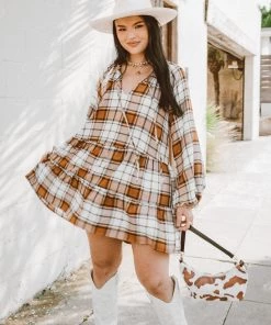 Show Me Your Mumu Birdie Mini Dress ~ Tan Plaid New Mu