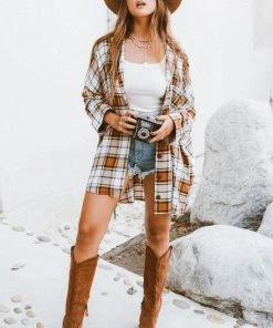Show Me Your Mumu Lorolie Tunic ~ Tan Plaid New Mu