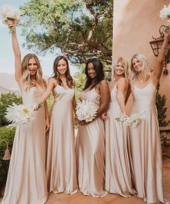 Show Me Your Mumu Faith Maxi Dress ~ Champagne Luxe Satin