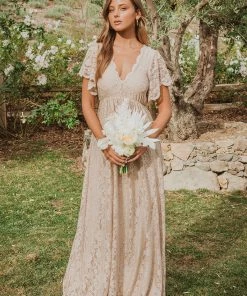 Show Me Your Mumu Sandra Maxi Dress ~ Champagne Forever Lace Dresses
